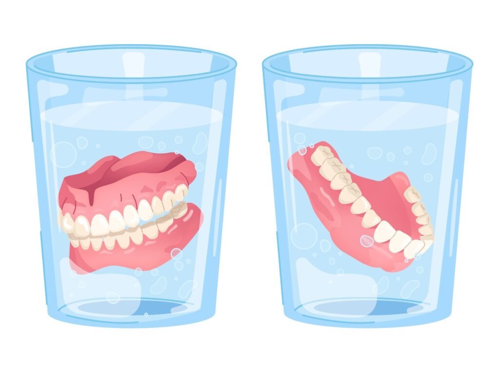 Soaking dentures in water