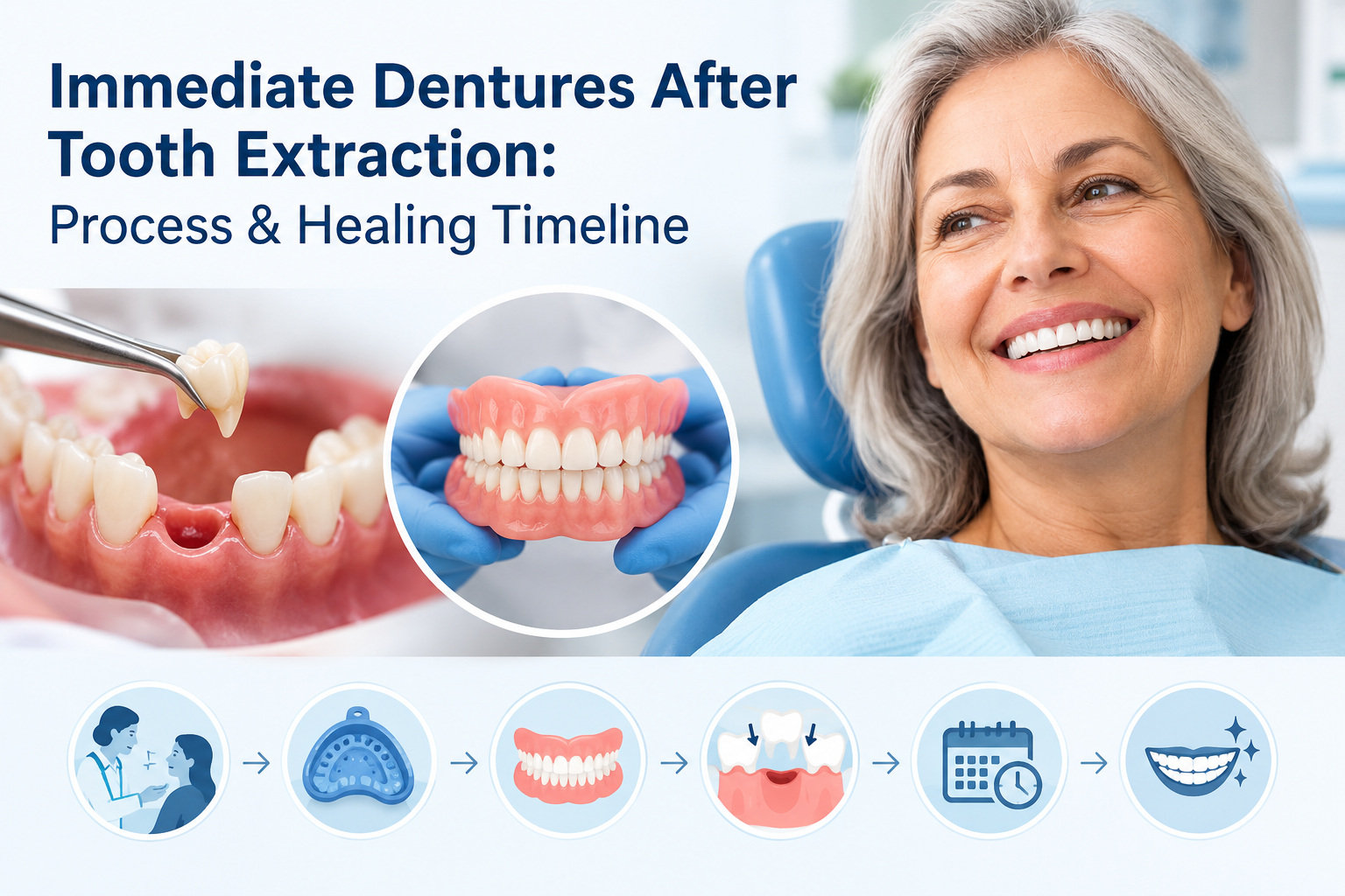 Immediate dentures after tooth extraction